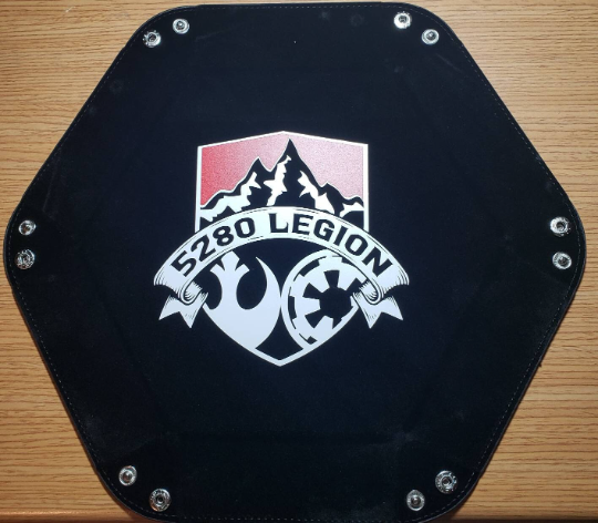 Custom Dice Tray - Personalized Dice Tray - Vinyl Logo - Warhammer 40k, Age of Sigmar, Star Wars Legion / Armada, Dungeons and Dragons - Folding Hexagon Shaped